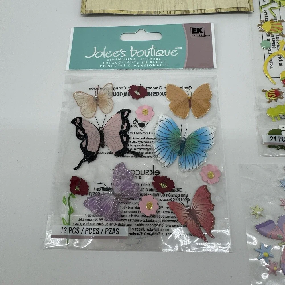 Scrapbook Embellishment Sticker Lot Butterflies Flowers Bugs Jolee's Boutique